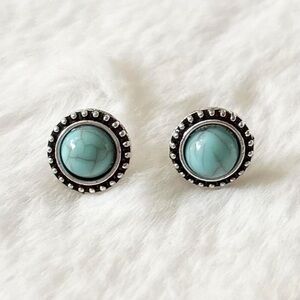 5/$15 🩷 MUST BUNDLE Turquoise Stone Round Stud Earrings - Women Jewelry